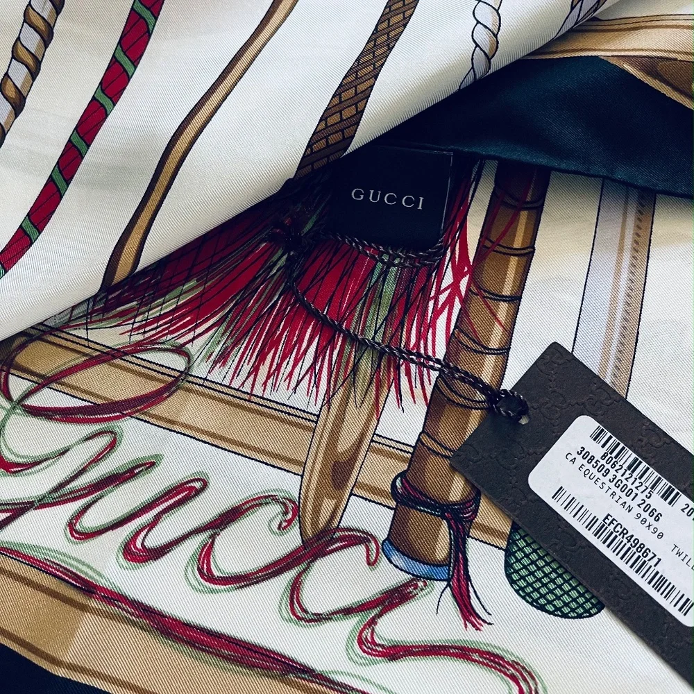 Gucci Equestrian Silk Scarf with Gucci Gift Box